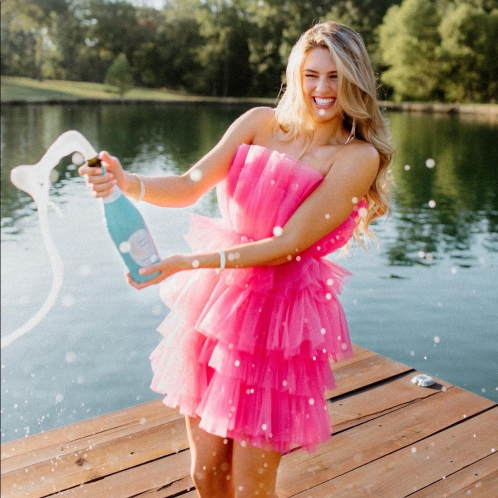 🦃BLACK FRIDAY SALE🦃 Life Of The Party Hot Pink Layered Tulle Mini Dress - Picture 11 of 15